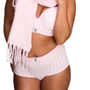 NWT Victoria's Secret Pink Striped Logo Boyshort.